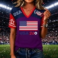 thumbnail image 2 of 2026 Soccer Shirt for Women Usa Soccer Jersey Jersey Color Block V Neck Short Sleeve Raglan Shirts Loose Summer Tees, Dark Purple L, 2 of 4