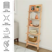 Lavish Home 5-Tier Ladder Bookshelf for All Ages, Narrow Oak Finish