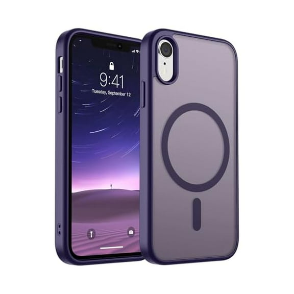 Magnetic for iPhone XR Phone Case(Compatible with MagSafe)(Military Grade Drop Protection) Slim Translucent Matte Shockproof with Anti-Fingerprint Phone Case,Dark Purple
