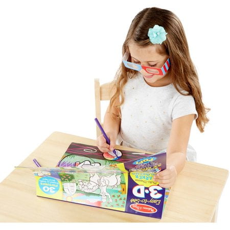 Melissa & Doug Easy-to-See 3-D Kids' Coloring Pad, Princesses, Fairies, Horses, and More 