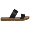 thumbnail image 2 of Soda Shoes Women Flip Flops Flat Beach Sandals Slides Double Straps OCCUPY-S Black PU 5.5, 2 of 3