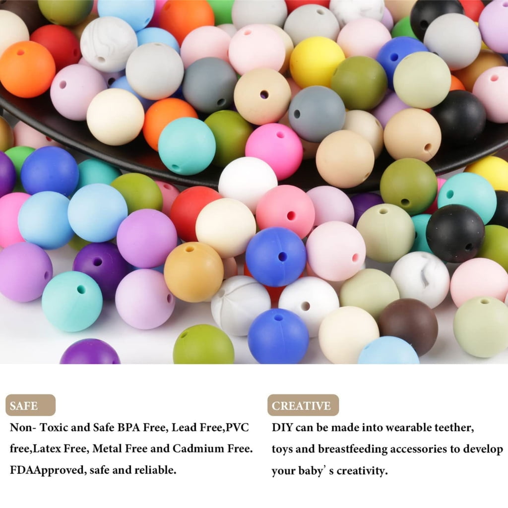 Zeiwohndc 500pcs Pacifier Clip Bead Bulk Teething Loose Bead Jewelry Infant Shower Gift