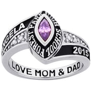 Freestyle, Girl's Class Ring - Platinum Plated Celebrium Marquise Birthstone and CZ, High School or College Graduation