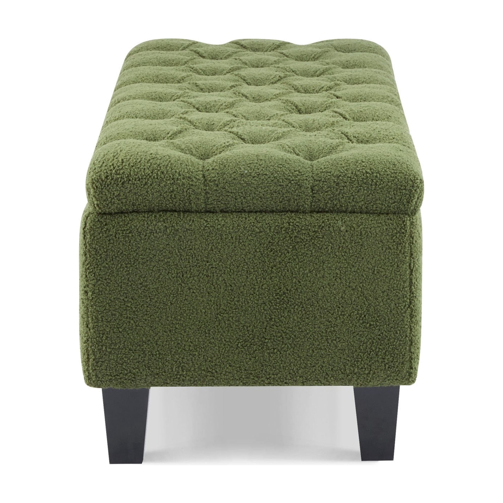 Sailvan 51" Boucle Storage Ottoman Bench,Upholstered End of Bed Bench with Button Tufting and Rubber Wood Legs for Bedroom and Entryway Green