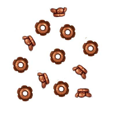 Antique Pewter Scallops - Copper Plated Pewter Scalloped Bead Caps 3.5mm (12)