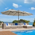 thumbnail image 6 of XIZZI 15ft Patio Umbrella with Base and Crank Handle, Extra Large Double-Sided Outdoor Umbrella with Warm Solar Lights, UV Resistant, Rectangle Garden Table Umbrellas Light Gray, 6 of 11