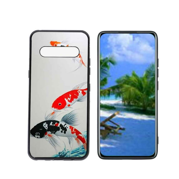 Compatible with LG V60 ThinQ 5G Phone Case, Lucky-Koi-Fish-13 Case Silicone Protective for Teen Girl Boy Case for LG V60 ThinQ 5G