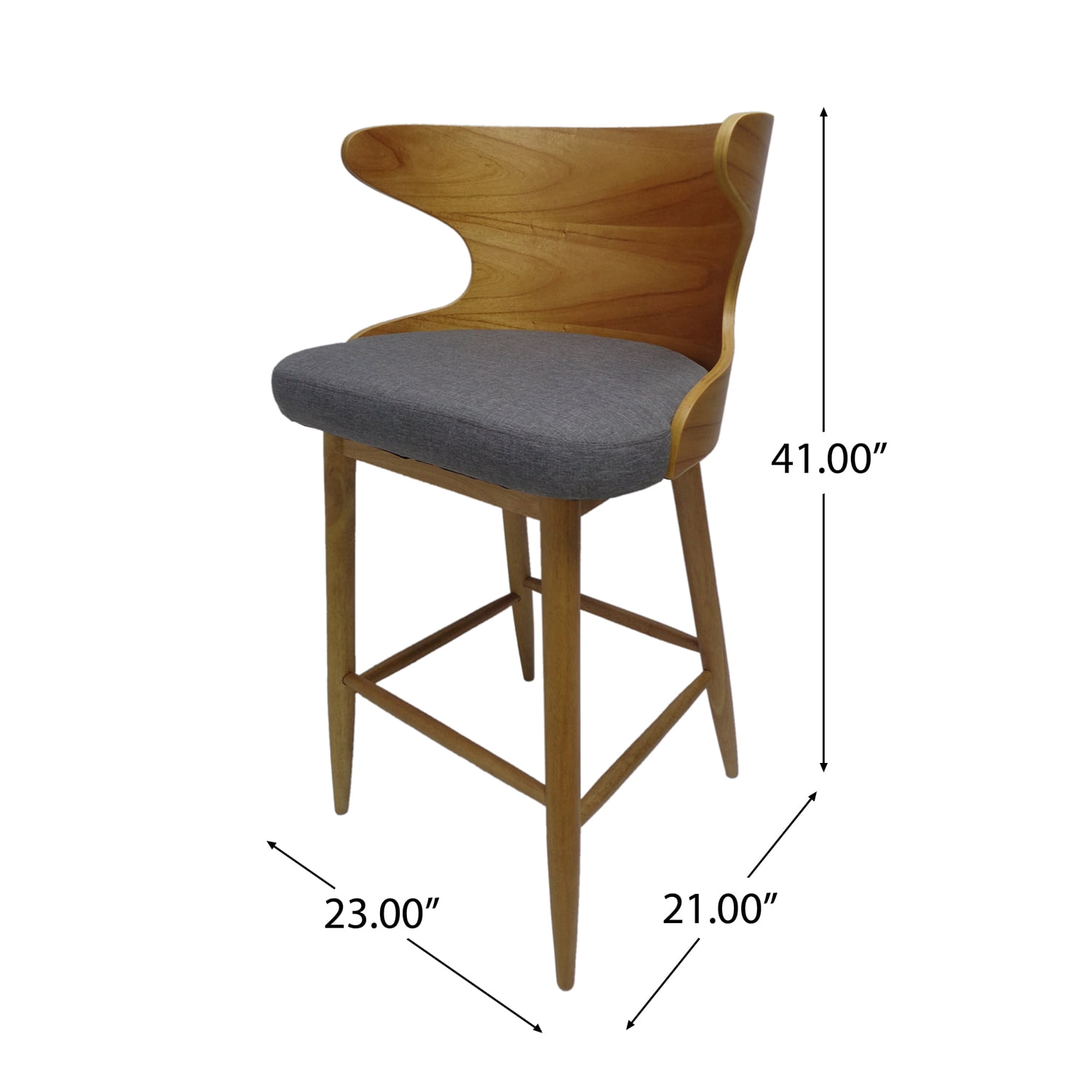 Kadyn Upholstered Fabric Dining Chairs, Mid-Century Modern Fabric Dining Chairs with Back, Leisure Padded Chair for Bedroom, 2-Pcs Set, Gray