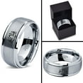 thumbnail image 4 of Tungsten Indian Lotus Nelumbo Nucifera Sacred Flower Band Ring 8mm Men Women Comfort Fit Gray Step Bevel Edge Brushed Polished, 4 of 4