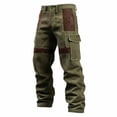 thumbnail image 2 of Men's Patchwork Cargo Pants Corduroy Ripstop Outdoor Adventure Wear Casual Hiking Work Pants with Multi Pockets(No Belt) Army Green, 2 of 8