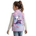 thumbnail image 2 of Xoenoiee Panda Cherry Blossom Print Girls' Fleece Vest with Pockets, Lightweight Sleeveless Zip-Up Stand Collar Jacket for Winter & Fall Warm Outerwear, Size 4T, 2 of 7