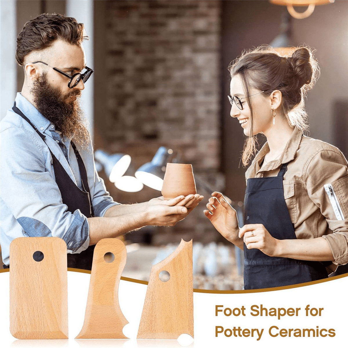 14 Pieces Pottery Trimming Tools Pottery Clay Foot Shaper Tools Texture Wooden Profile Rib Bundle Foot Shaper