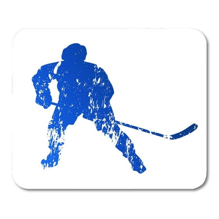 KDAGR Ice Colorful Silhouette Blue Grungy Hockey Player White Youth Mousepad Mouse Pad Mouse Mat 9x10