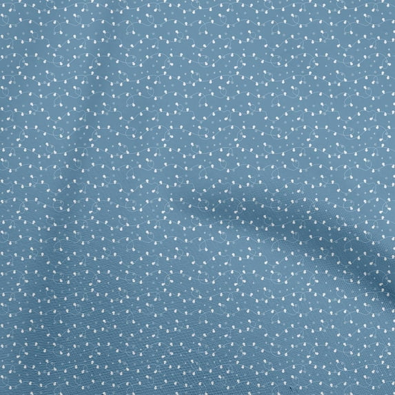 oneOone Cotton Silk Medium Blue Fabric Star & Baubles Sewing Material Print Fabric By The Yard 42 Inch Wide