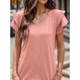 thumbnail image 6 of Weardear Womens Summer Casual Ruffle Tops Short Sleeve Tunic Tops Blouse V Neck Solid Loose Fit Flowy T-Shirts, 6 of 7