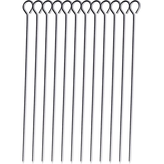 12 inch Barbecue Skewers Metal BBQ Sticks,12Pack Stainless Steel Square Skewer for Grill Outings Cooking by HONSHEN