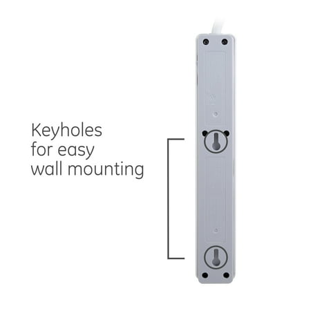 GE - 6-Outlet Surge Protector - White