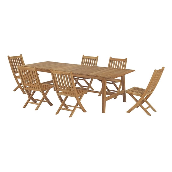 Modern Contemporary Urban Design Outdoor Patio Balcony Garden Furniture Side Dining Chair and Table Set, Wood, Natural
