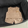 thumbnail image 4 of Atogsazn Toddler Baby Boys Summer Clothes Set Newborn Sleeveless Tank Tops & Shorts Outfit Loose Fit Outerwear Brown 5-6 Years Fashion, 4 of 7