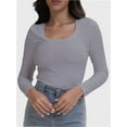thumbnail image 6 of Womens Long Sleeve Scoop Neck Shirts Knit Tops Slim Fitted Tees Basic Casual Fall Outfits, 6 of 6