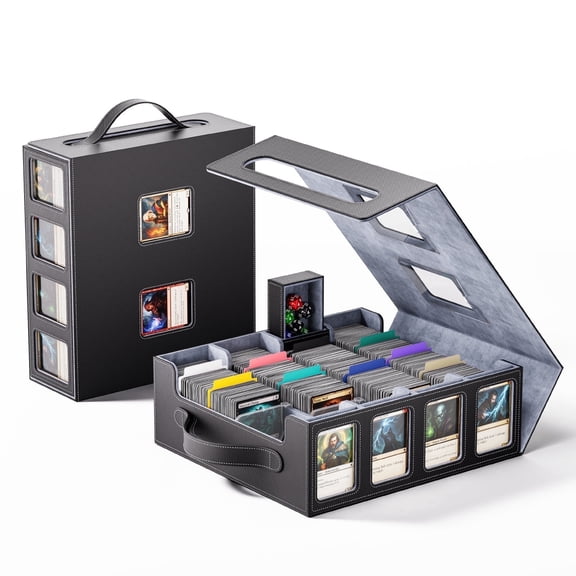 GOSCHE Trading Card Storage Box 3500  Magnetic MTG Deck Box with Dividers and Color Labels Fits For TCG MTG Sport Cards (Black Gray)