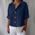 thumbnail image 2 of Mlzmgr Cotton Linen Shirts for Women Lightweight Collared Neck Button down Loose Fitted Shirts Womens Trendy, 2 of 6