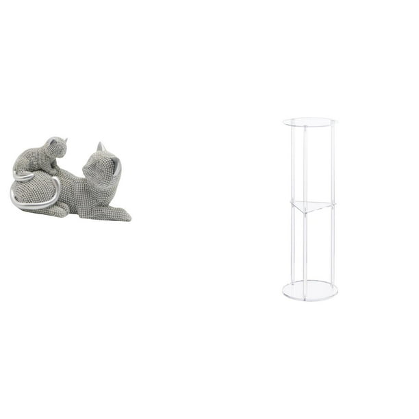 Figura de escritorio,Estatua de gato,linda estantería,escritorio,decoración del hogar,Mesa auxiliar redonda,Mesa auxiliar redonda de acrílico transparente de 3 niveles para sala de