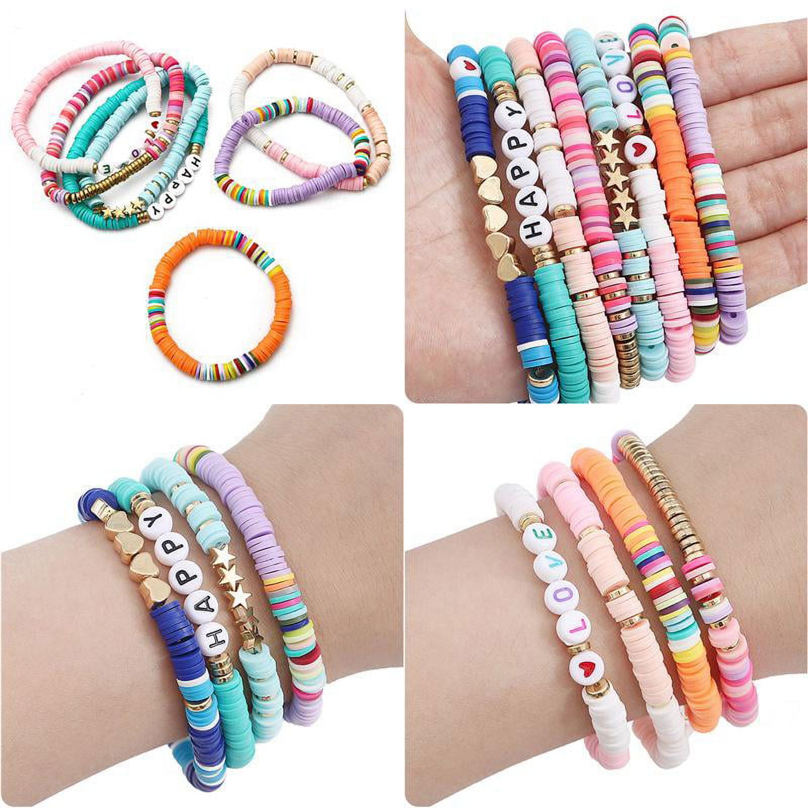 Mardiko 6000 Pcs Clay Beads Bracelet Making Kit For Girls With Smiley Faces Heishi Beads Handmade Multi-Colors Beads Set For Diy Necklace Earring