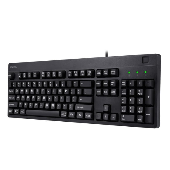 Adesso Clavier à Empreinte Digitale Conforme TAA avec AES 256 Encryption USB Filaire Taille Complète 104 Touches Disposition Compatible Windows Hello Fabriqué à Taïwan pour Govern