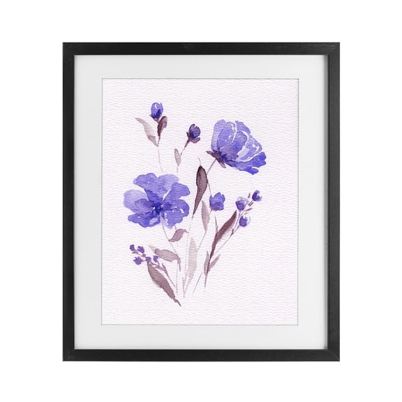 Stupell Industries French Country Watercolor Purple Flowers Black Framed Print Under Glass, 13 x 16, by Leah Noel Art
