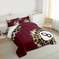 thumbnail image 3 of Manfei Leopard Print Billiards Queen Comforter Set,Ball Gamer Bedding Sets,Red Brown Black Bedding Comforter Set For Teens,Microfiber Bedroom Decor Reversible,3 Pieces, 3 of 8