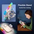 thumbnail image 3 of SaniMore Case foriPad 10.2 inch 9th/8th/7th Generation (2021/2020/2019), Shockproof Bumper Shoulder Strap 360° Rotating Handle Bracket + Pencil Holder Tri-layer Hybird Anti-drop Kids ShellRainbow Blue, 3 of 15