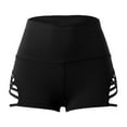 thumbnail image 4 of Gibobby Yoga leggings cortos Pantalones cortos de yoga ajustados de cintura alta para mujer Pantalones cortos de fitness sexy huecos grandes laterales(Negro,XG), 4 of 4