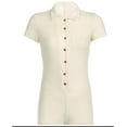 thumbnail image 2 of Seyurigaoka Women's Knit Short Sleeve Short Jumpsuit Button Down V Neck One Piece Bodysuit Club Party Romper Streetwear, 2 of 4