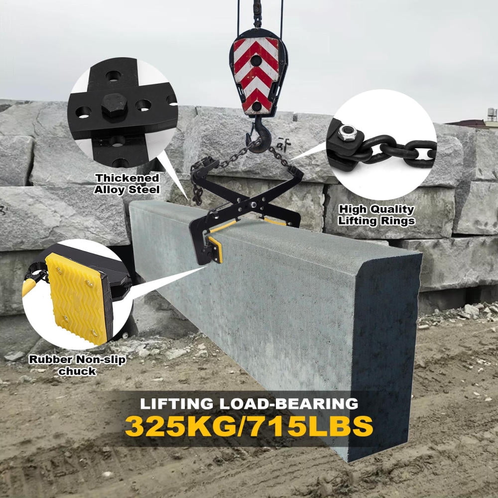 Vertical Stone Scissor Clamps 700Lbs Capacity, 12-17 Inch Adjustable Range for Marble, Glass, and Metal Slab Handling in Warehouses