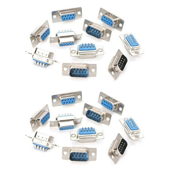 10Pairs Db9 Male and Female Rs232 9 Pin Wire Solder Serial Port Plug Connectors,10 x Male Plug Connector 10 x Female Plug Connector,Photo Color