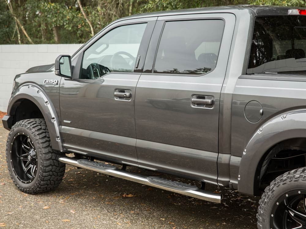 25520410 Ionic Pro Series 5 Stainless Curved Nerf Bars 2015-2018 Dodge Ram 1500 Rocker Mounts Quad Cab Only Truck Side Steps