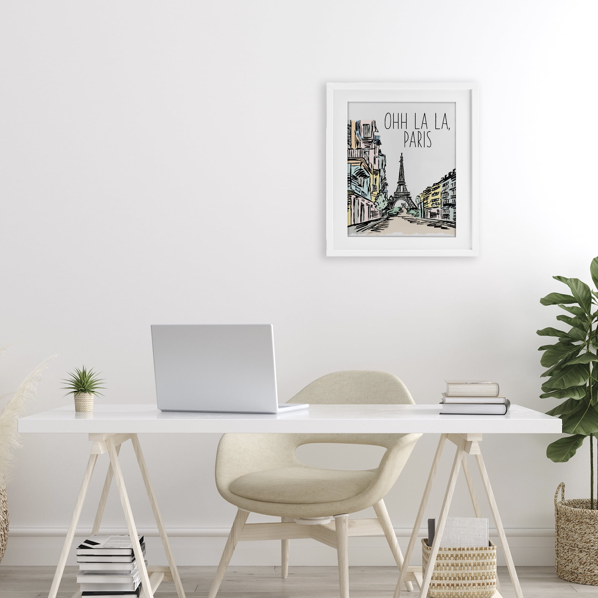 Stupell Industries Ohh La La Paris White Framed Print Under Glass, design by Elizabeth Medley