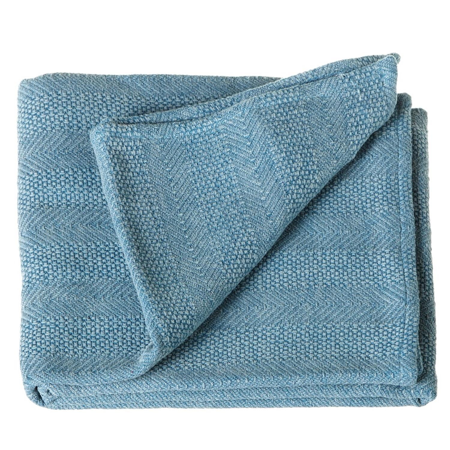 Set of 2 Sky Blue Arrow Striped Antique Wash Throw Blanket 50" X 60