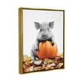 thumbnail image 4 of Stupell Industries Pig & Autumn Leaves Holiday Painting Gold Floater Framed Canvas Art Print Wall Art, 25 x 31, 4 of 10