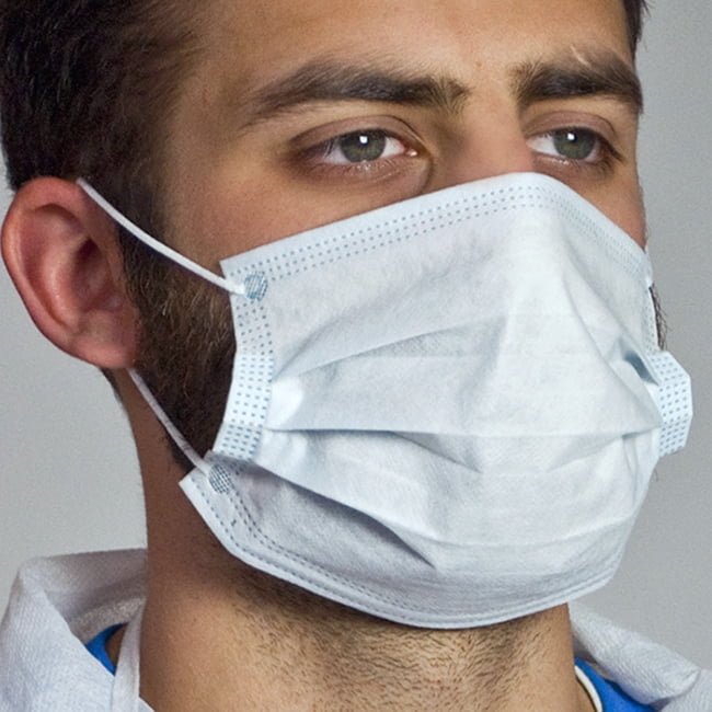 Royal Blue Non-Woven Face Masks With Ear Loops, Package of 500 by