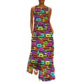 thumbnail image 1 of Colorful Music Dress Retro Vinyl Records Party Maxi Dress V Neck Pattern Bohemia Long Dresses Street Style Oversized Vestidos, 1 of 5