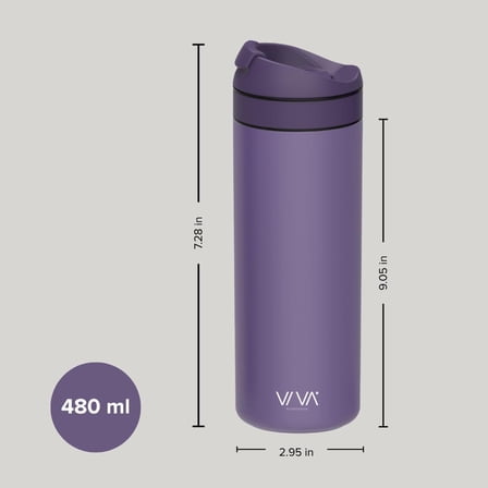 VIVA Recharge  Insulated Tea & Coffee Mug & Travel French Press Coffee Maker, 16 oz, Brew & Drink From the Same Mug On the Go or Camping