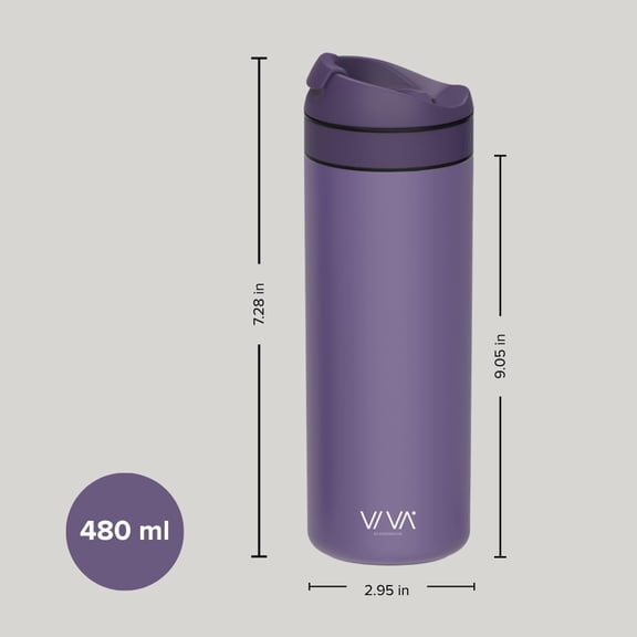 VIVA Recharge  Insulated Tea & Coffee Mug & Travel French Press Coffee Maker, 16 oz, Brew & Drink From the Same Mug On the Go or Camping