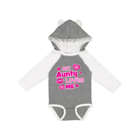 

Inktastic My Aunty Loves Me with Hearts and Kiss Gift Baby Boy or Baby Girl Long Sleeve Bodysuit