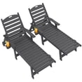 thumbnail image 2 of U-HOMY Outdoor Chaise Lounge Set of 2, HDPE Wood Grain Patio Lounger with 6-Position Adjustable Backrest, 2 of 8