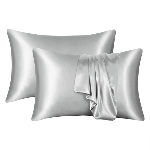 Imitation Silk Pillowcase for Hair and Skin Standard Size 29.52 Inch Long with Hidden Zipper Soft Breathable Smooth Cooling Pillow Covers for Sleeping