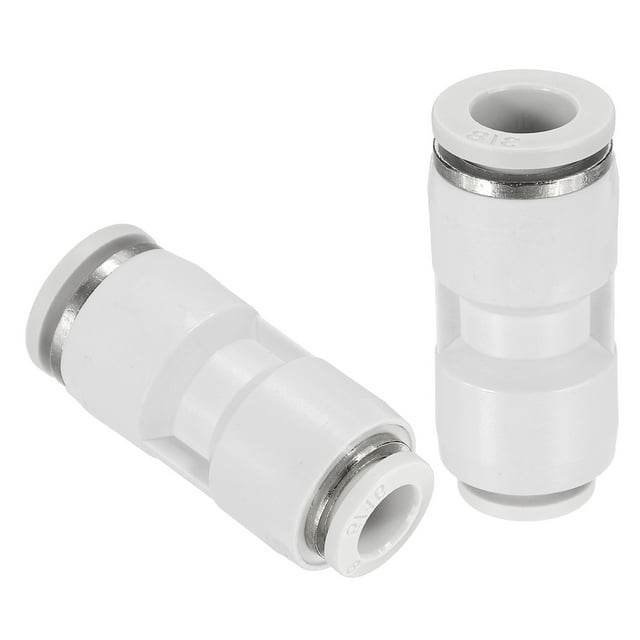 Uxcell 2 Pcs Accesorios de Conexión Rápida Reductores de 3/8" OD de Tubo x 5/16" OD de Tubo Recto, Conector Neumático, Blanco