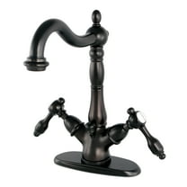 Kingston Brass KS1435TAL Tudor Double-Handle 4" Centerset Bathroom Faucet with Brass Pop-Up, Oil Rubbed Bronze