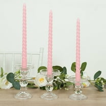 Efavormart 12-Pack Taper Candles 11" Spiral Long Burn Wick Design Pink - Premium Unscented Wax Dinner Candle Sticks